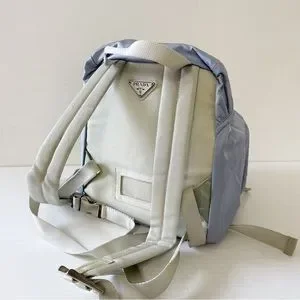 Prada | Bags | Prada Blue Nylon Gray Trim Small Buckle Flap  display picture 1
